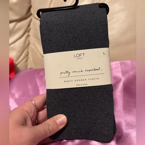 LOFT Outlet Charcoal Basic Opaque Tights - Picture 4 of 6